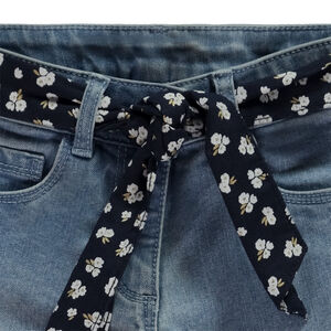 Στενό τζιν από denim με φουλάρια για κορίτσι 