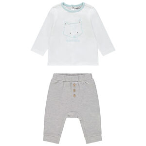 Σετ Παντελόνι μονόχρωμο και t-shirt μακρυμάνικο με οργανικό βαμβάκι 