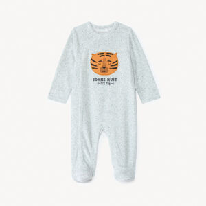 Dors-bien en velours ottoman à patch brodé tigre pour bébé garçon avec ouvertures différentes selon l'âge  Main Dors-bien en velours ottoman à patch brodé tigre pour bébé garçon avec ouvertures différentes selon l'âge