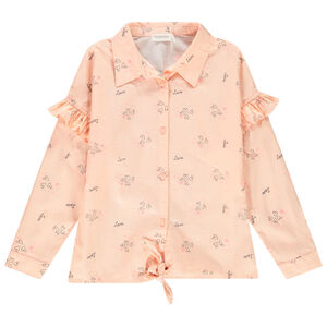 Chemise manches longues rose imprimée à nouer pour enfant fille Main Chemise manches longues rose imprimée à nouer pour enfant fille