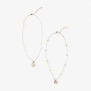 Lot de 2 colliers à pendentif papillon/licorne pour fille 