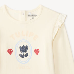 T-shirt για μωρά με μακριά μανίκια, φρουτώδες και σχέδιο από τουλίπα. 