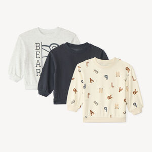 Lot de 3 sweats bébé garçon en molleton gratté motifs ours 