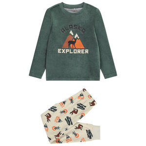 Πιτζάμα 2 τμχ. βελουτέ με σχέδιο για αγόρι 