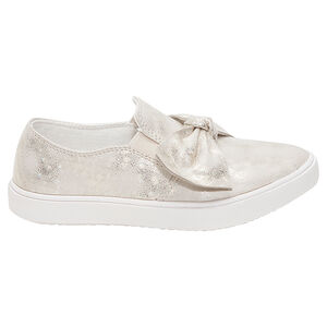 Χρυσαφί αθλητικά παπούτσια με μεταλλιζέ πουά και φιόγκο 