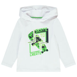 T-shirt manches longues avec capuche en jersey print Main T-shirt manches longues avec capuche en jersey print