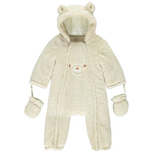 Combi pilote με sherpa και κουκούλα αρκουδάκι για μωρό με διαφορετικές τελειώσεις ανάλογα με την ηλικία 