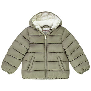 Παλτό πλεκτό με κουκούλα και επένδυση από μικροπολάρ για κορίτσι 