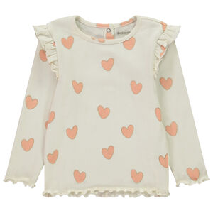 T-shirt μακρυμάνικο με βολάν από πλεκτό ύφασμα για μωρό κορίτσι 