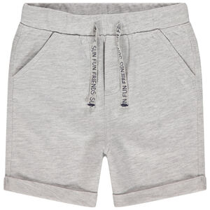 Βερμούδα από φούτερ μονόχρωμη με εκτυπωμένα κορδόνια για bebe αγόρι 