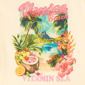 T-shirt à épaules nues imprimé Venice Beach pour fille 