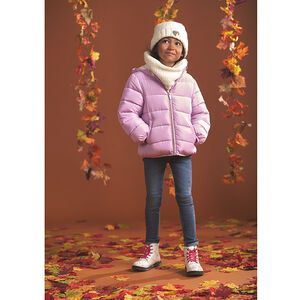 Doudoune à capuche imperméable en toile doublée polaire pour fille Main Doudoune à capuche imperméable en toile doublée polaire pour fille
