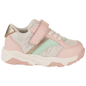 Αθλητικά παπούτσια σε γκρι χρώμα με κορδόνια και βέλκρο για bebe κορίτσι 