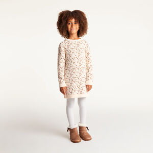 Robe fille en tricot manches longues motif léopard 