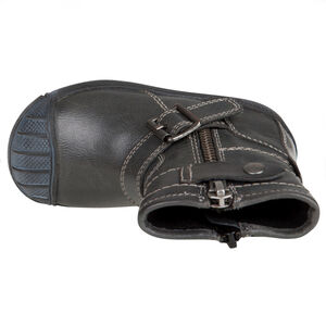 Δερμάτινα μποτάκια με φερμουάρ και αγκράφα 