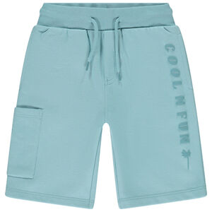 Βερμούδα πλεκτή molleton μονόχρωμη με σχέδιο puff print για αγόρι 