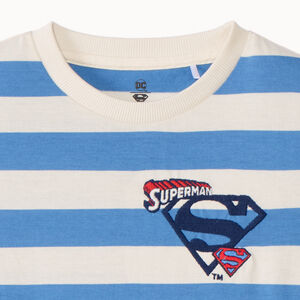 Κοντομάνικο ριγέ μπλουζάκι Superman Warner για αγόρι από jersey μπλε 