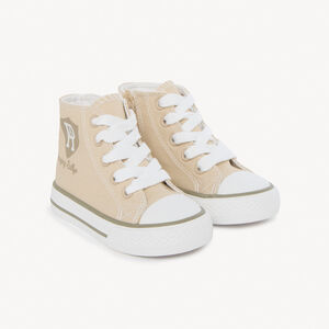 Βαμβακερές ψηλές αθλητικές πάνες με φερμουάρ και εκτύπωση εμβλήματος για αγόρια μωρά. 