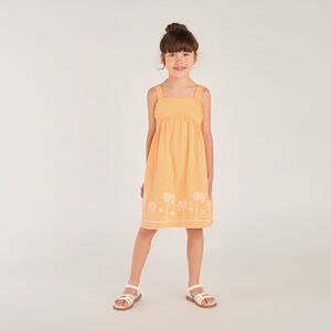 Φόρεμα με τιράντες μονόχρωμο με κέντημα φοίνικα για κορίτσι 