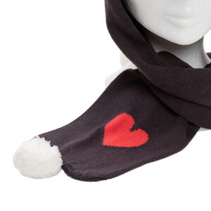 Πλεκτός σκούφος και κασκόλ με ζακάρ καρδιά και φουντίτσα 