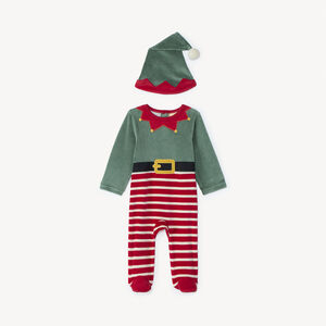 Ensemble ludique dors-bien lutin de Noël + bonnet en velours pour bébé  Main Ensemble ludique dors-bien lutin de Noël + bonnet en velours pour bébé