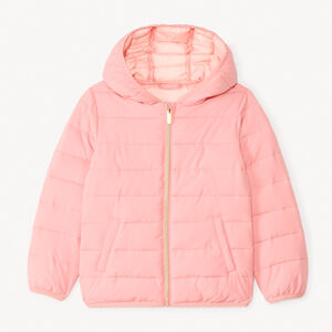 Κοντή παλτό με επένδυση και κουκούλα σε ομοιόχρωμο σχέδιο για κορίτσι 