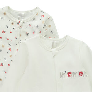 Σετ από 2 φανελάκια με φερμουάρ και διπλής ύφανσης για μωρό κορίτσι 