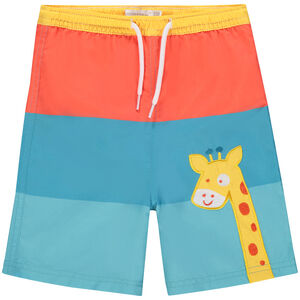Short de bain contrasté motif girafe brodée pour bébé garçon Main Short de bain contrasté motif girafe brodée pour bébé garçon