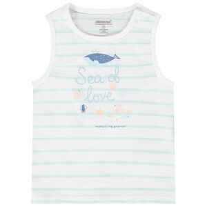 Αμάνικο μπλουζάκι από jersey με ρίγες και print για bebe αγόρι 