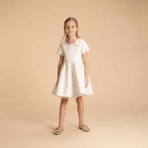 Robe de cérémonie manches courtes en jacquard fleuri pour fille 