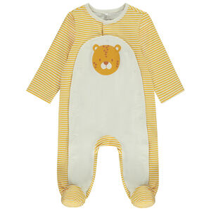 Ολόσωμο φορμάκι ριγέ με φαντεζί print κεφάλι τίγρη για bebe αγόρι 