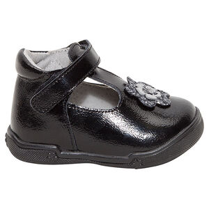 Παπούτσια με μπαρέτα από λουστρίνι με μπάλωμα λουλούδι  