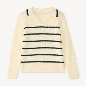 Pull col polo fille style marin 