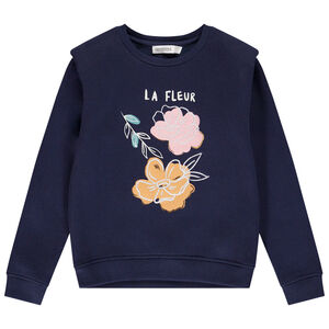 Sweat en molleton à épaulettes avec print fantaisie pour fille Main Sweat en molleton à épaulettes avec print fantaisie pour fille