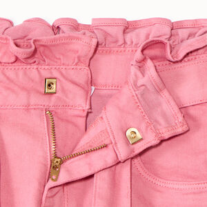 Τζιν paperbag με ζώνη για δέσιμο σε μονόχρωμο για κορίτσι 