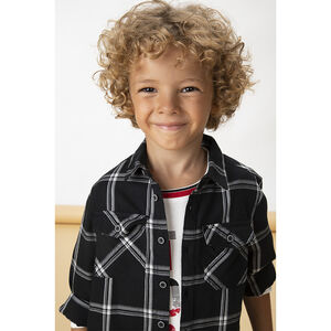 Chemise manches longues à carreaux en coton pour garçon Main Chemise manches longues à carreaux en coton pour garçon