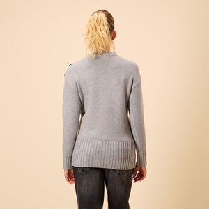 Κοντό πλεκτό πουλόβερ με στρας κουμπιά για γυναίκες 