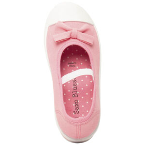 Μπαμπάκια ροζ πάνινα με φιόγκο και λάστιχο για κορίτσι 