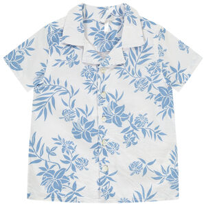 Κοντομάνικο πουκάμισο από υφασμάτινο με σχέδιο φύλλων για bebe αγόρι 