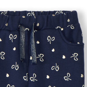 Παντελόνι jogging molleton με χρυσά φιόγκους και καρδιές για μωρό κορίτσι 