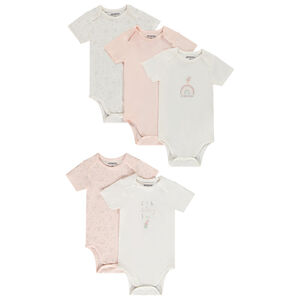 Σετ από 5 bodies κοντομάνικα με λαγουδάκι για bebe κορίτσι με διαφορετικά ανοίγματα ανάλογα με την ηλικία 