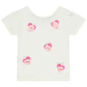 Κοντομάνικο μπλουζάκι με παγιέτες και τρισδιάστατα πέταλα για κορίτσι 