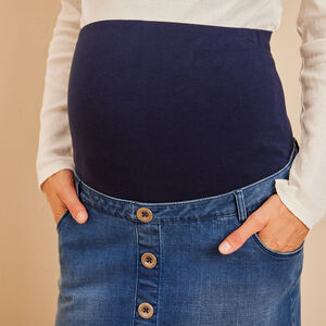 Φούστα jean εγκυμοσύνης με ψηλό κορδέλα 