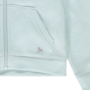 Ζακέτα μονόχρωμη από molleton με τσέπες και κουκούλα για κορίτσι 