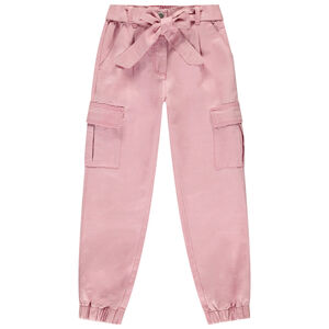 Παντελόνι cargo από υφασμάτινο ύφασμα με ζώνη για κορίτσι 