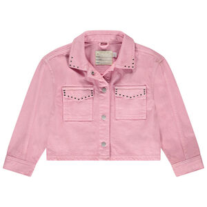 Τζάκετ από τζιν με γιακά και φανταστικά καρφιά για κορίτσι 