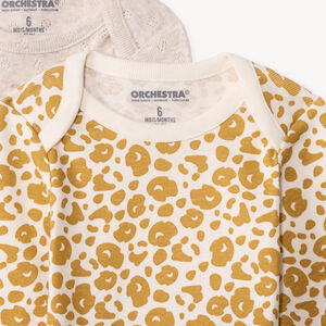 Σετ 7 bodies μακρυμάνικα με σχέδιο tacheté για bebe κορίτσι 