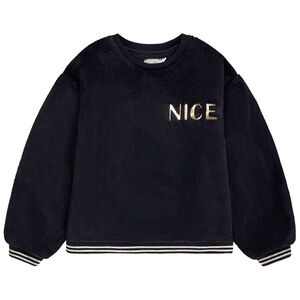 Φούτερ oversize από sherpa με χρυσή κέντημα Nice για κορίτσι 