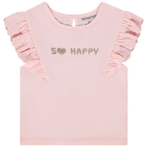 Κοντομάνικο μπλουζάκι με κέντημα αγγλικού τύπου για μωρό κορίτσι 