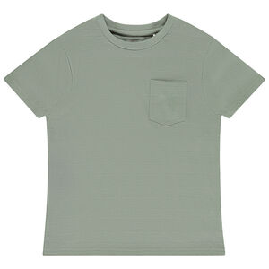 Κοντομάνικο μπλουζάκι μονόχρωμο με τσέπη για αγόρι 